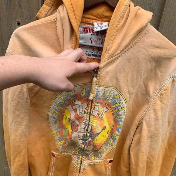 Vintage True Religion Big Logo Sweatshirt XL 'Buddha Sunburst' - Picture 2 of 9